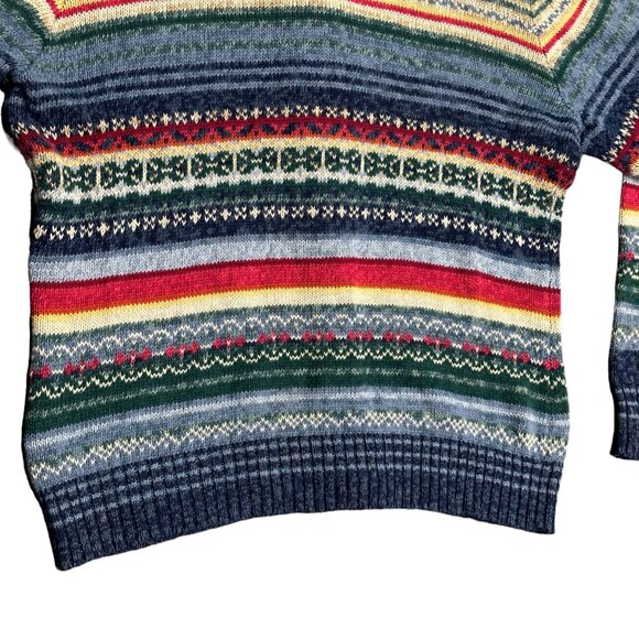 Vintage Tiara International Womens M Striped Tight Knit Sweater Full Zip Cotton - Picture 8 of 14